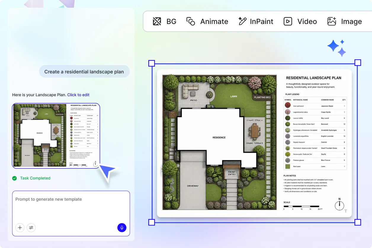 Free AI Landscape Plan Generator, Landscape Plan Images Maker